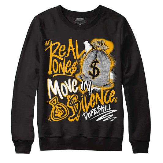 Goldenrod Dunk DopeSkill Sweatshirt Real Ones Move In Silence Graphic - Black 