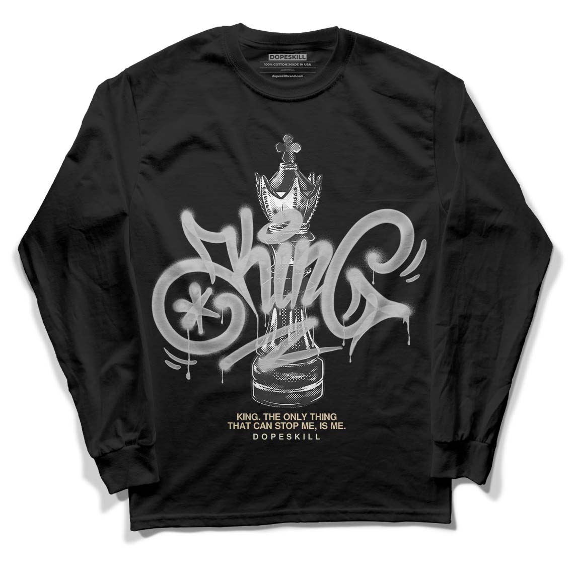 Jordan 4 Retro SE Craft Photon Dust DopeSkill Long Sleeve T-Shirt King Chess Graphic Streetwear - Black