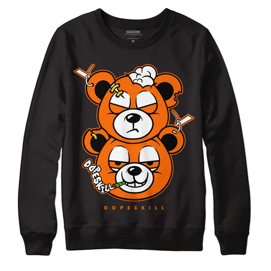 Orange Black White DopeSkill Sweatshirt New Double Bear Graphic - Black