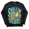 Aqua 5s DopeSkill Long Sleeve T-Shirt Chillin Graphic - Black