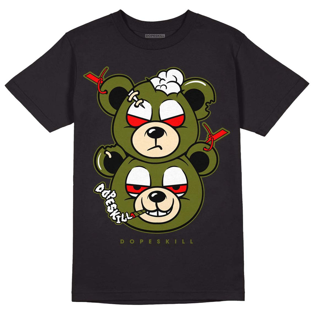 Travis Scott x Jordan 1 Low OG “Olive” DopeSkill T-Shirt New Double Bear Graphic Streetwear - Black