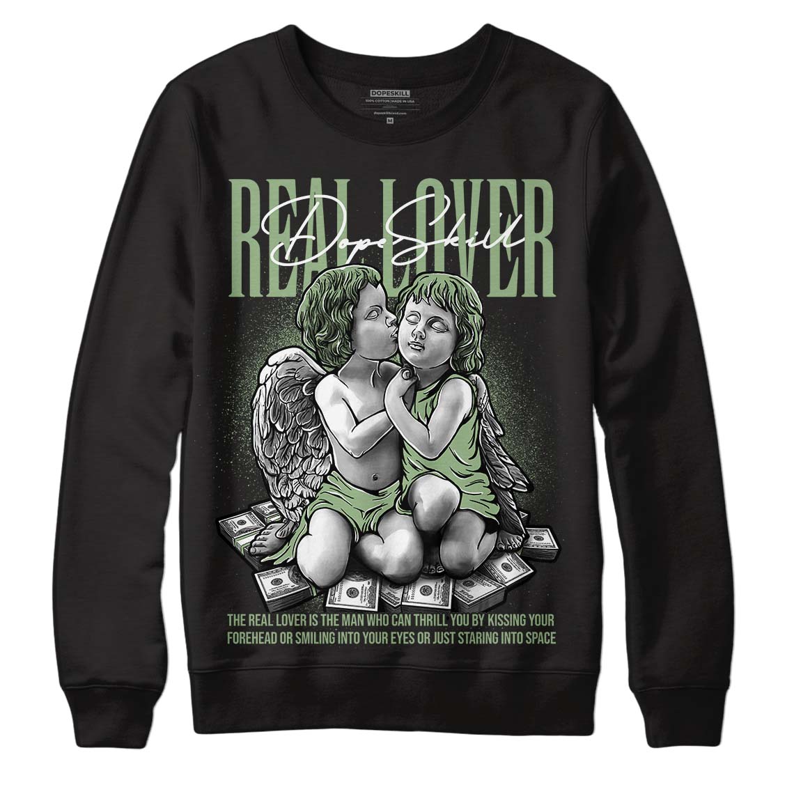 Jordan 4 Retro “Seafoam”  DopeSkill Sweatshirt Real Lover Graphic Streetwear   - Black 
