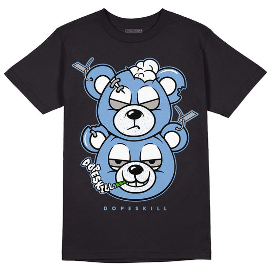 Jordan 5 Retro University Blue DopeSkill T-Shirt New Double Bear Graphic Streetwear - Black