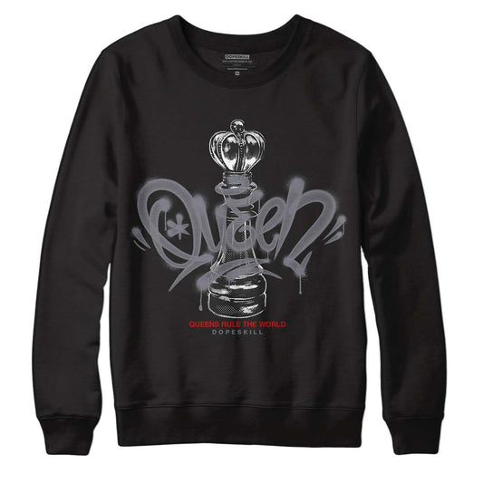 Jordan 9 Retro Fire Red DopeSkill Sweatshirt Queen Chess Graphic Streetwear - Black