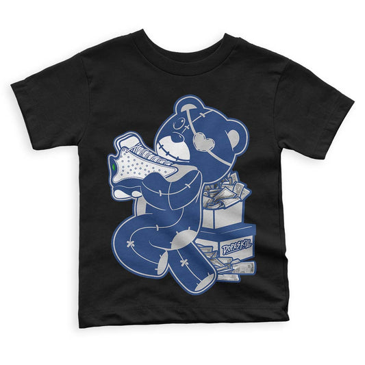 French Blue 13s DopeSkill Toddler Kids T-shirt Bear Steals Sneaker Graphic