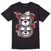 Fire Red 9s DopeSkill T-Shirt New Double Bear Graphic - Black 