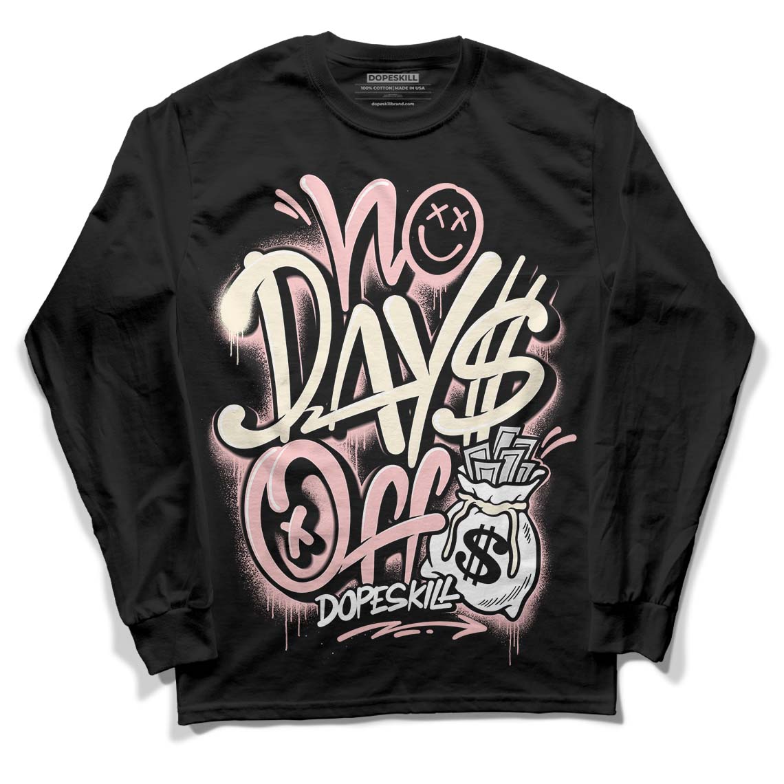 Jordan 1 High OG WMNS Washed Pink DopeSkill Long Sleeve T-Shirt No Days Off Graphic Streetwear - Black