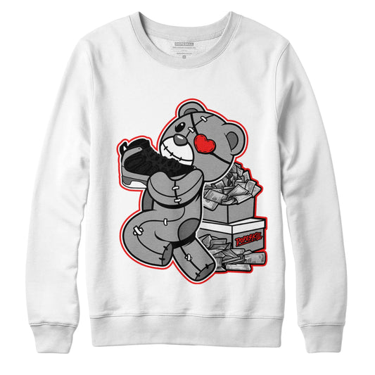 Jordan 9 Particle Grey DopeSkill Sweatshirt Bear Steals Sneaker Graphic - White 