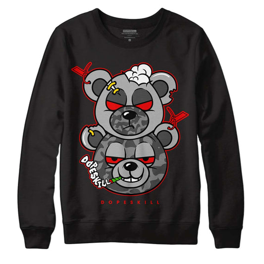 Jordan 5 Retro P51 Camo DopeSkill Sweatshirt New Double Bear Graphic Streetwear - Black 