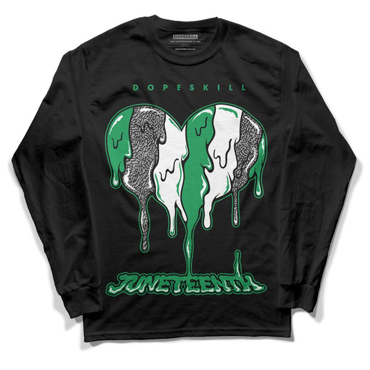 Jordan 3 WMNS “Lucky Green” DopeSkill Long Sleeve T-Shirt Juneteenth Heart Graphic Streetwear - Black