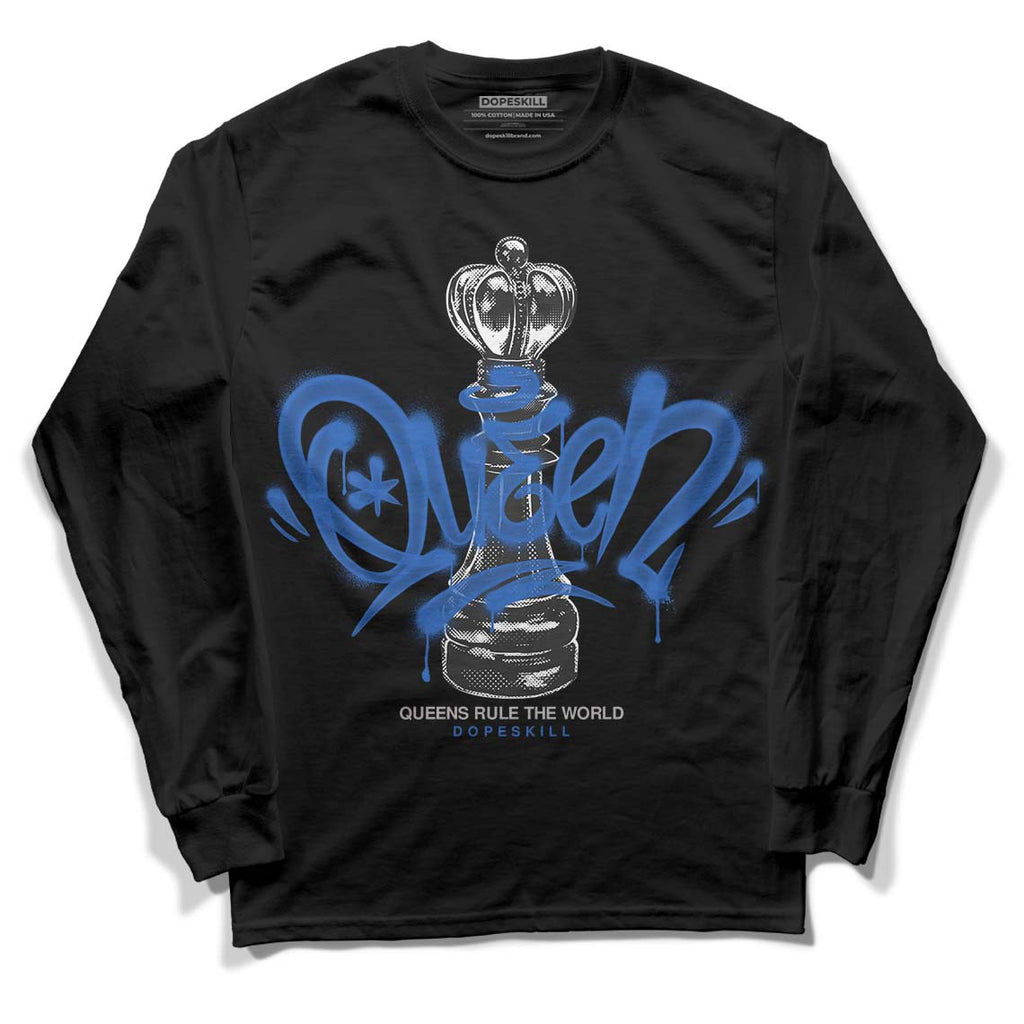 Jordan 1 High OG "True Blue" DopeSkill Long Sleeve T-Shirt Queen Chess Graphic Streetwear - Black