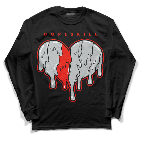 Black Canvas 4s DopeSkill Long Sleeve T-Shirt Slime Drip Heart Graphic - Black 