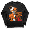 Orange Black White DopeSkill Long Sleeve T-Shirt Broken Heart Graphic - Black