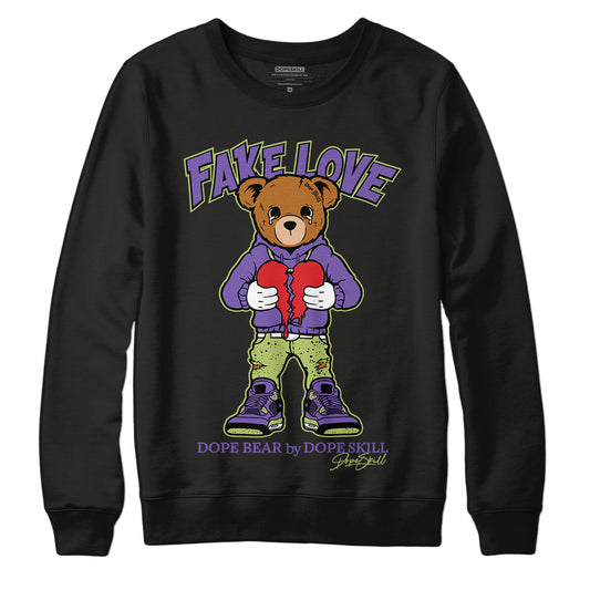 Canyon Purple 4s DopeSkill Sweatshirt Fake Love Graphic - Black 