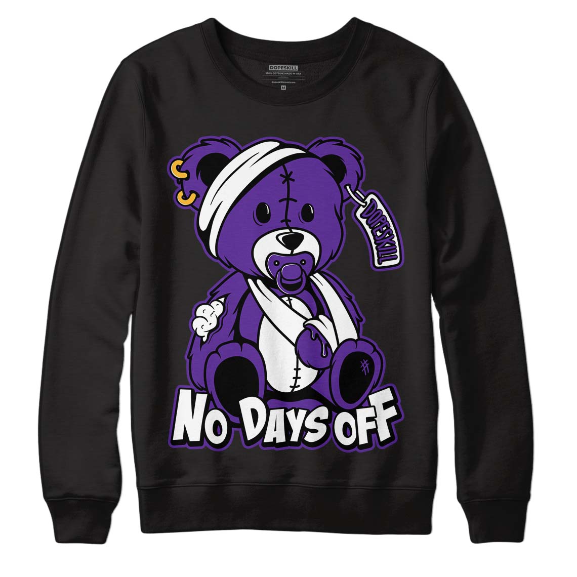 PURPLE Collection DopeSkill Sweatshirt Hurt Bear Graphic - Black