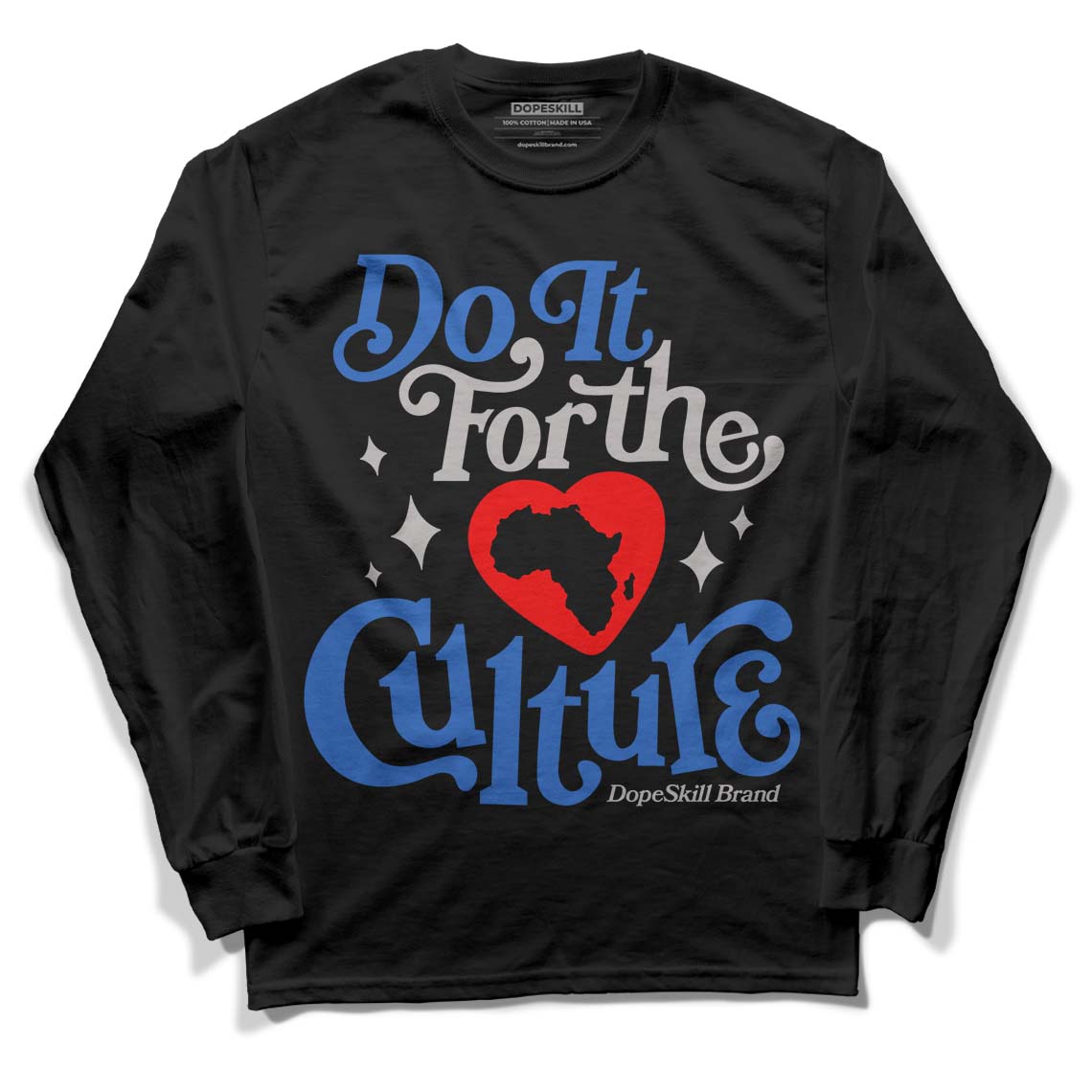 Jordan 1 High OG "True Blue" DopeSkill Long Sleeve T-Shirt Do It For The Culture Graphic Streetwear - Black