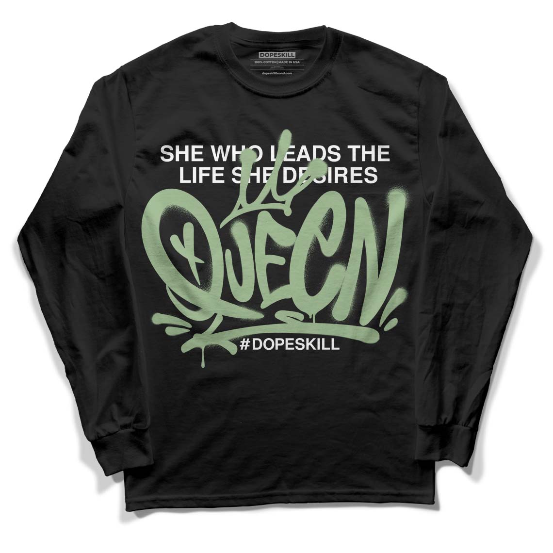 Jordan 4 Retro “Seafoam” DopeSkill Long Sleeve T-Shirt Queen Graphic Streetwear - Black 