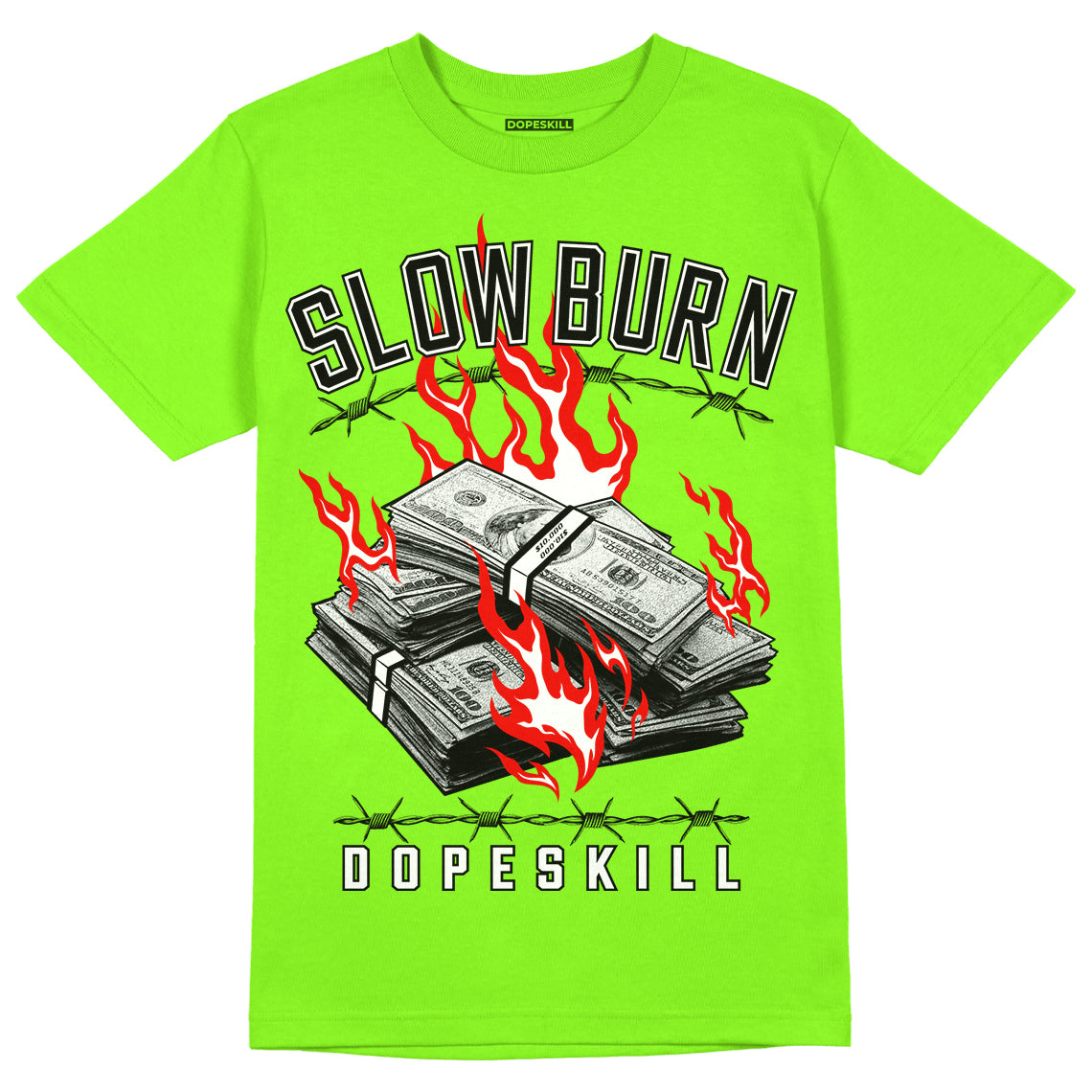 Neon Green Collection DopeSkill Neon Green T-shirt Slow Burn Graphic