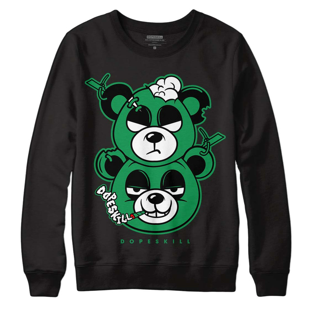 Jordan 1 Low Lucky Green DopeSkill Sweatshirt New Double Bear Graphic Streetwear - Black