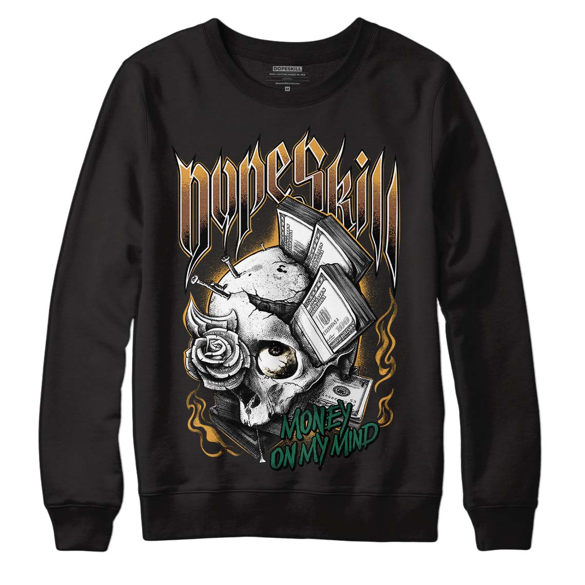 Safari Dunk Low DopeSkill Sweatshirt Money On My Mind Graphic - Black