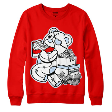 Cherry 11s DopeSkill Varsity Red Sweatshirt Bear Steals Sneaker Graphic