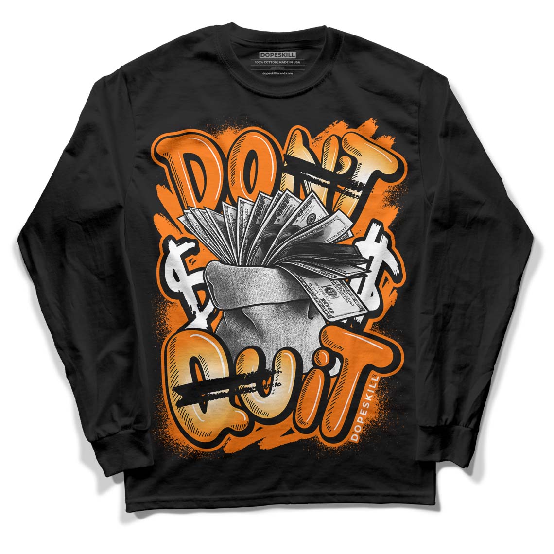 Wmns Dunk Low 'Magma Orange DopeSkill Long Sleeve T-Shirt Don't Quit Graphic Streetwear - Black