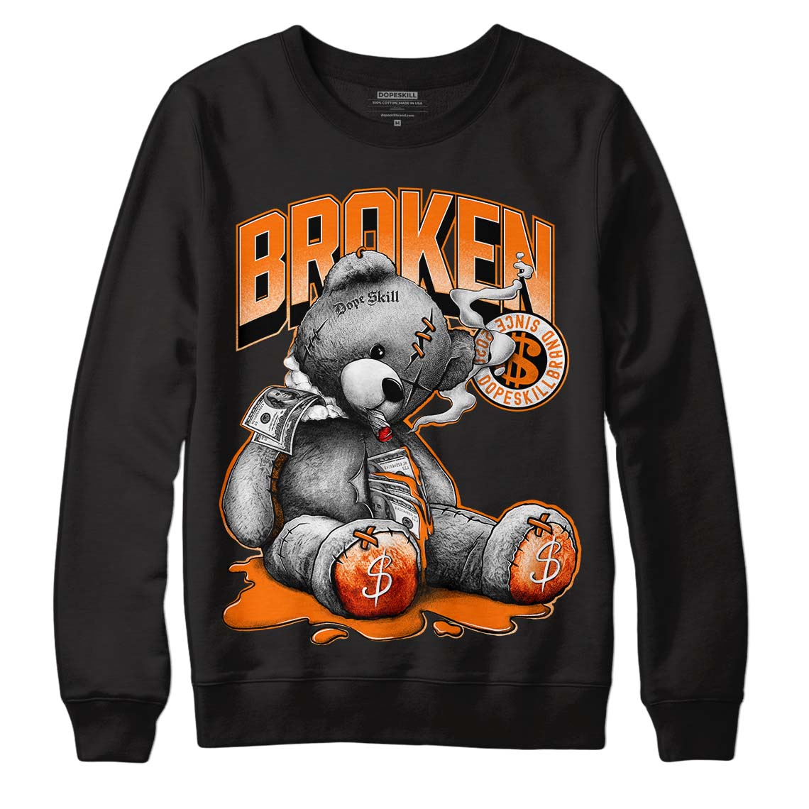 Wmns Dunk Low 'Magma Orange DopeSkill Sweatshirt Sick Bear Graphic Streetwear - Black