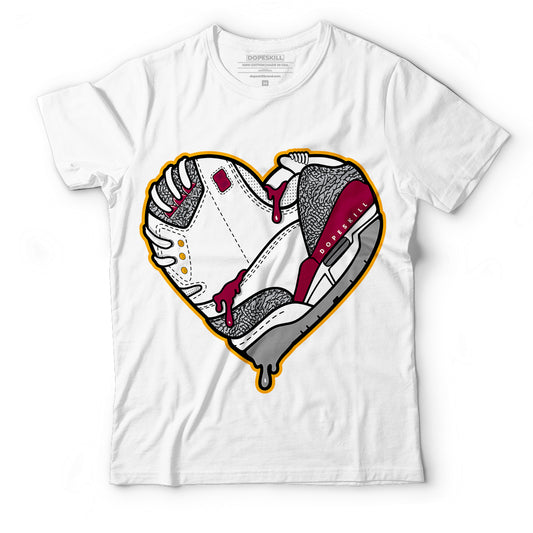 AJ 3 Cardinal Red DopeSkill T-Shirt Heart AJ 3  Graphic