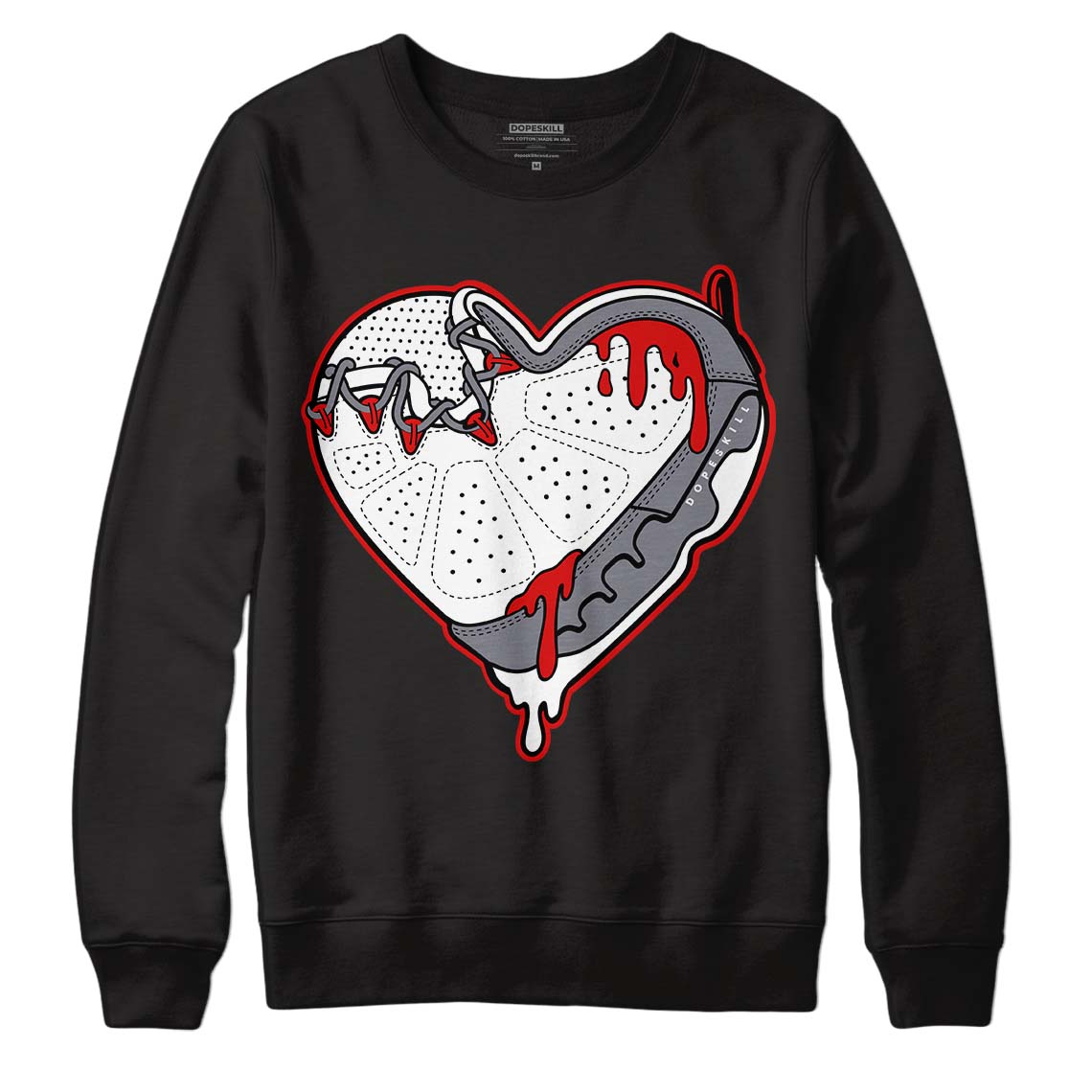 Fire Red 9s DopeSkill Sweatshirt Heart Jordan 9 Graphic - Black