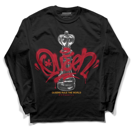 Jordan 7 Retro Cardinal DopeSkill Long Sleeve T-Shirt Queen Chess Graphic Streetwear - Black