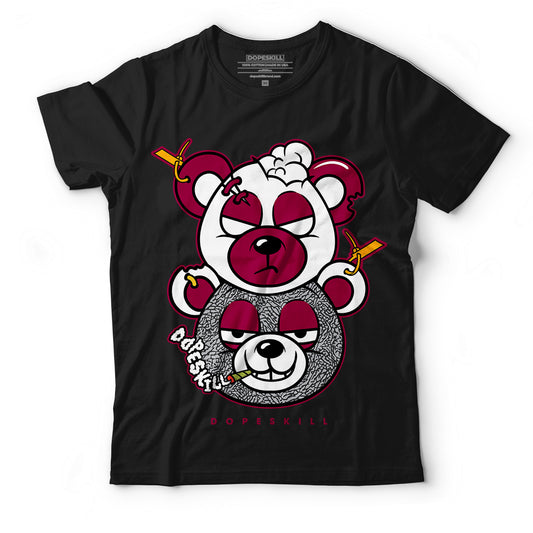 AJ 3 Cardinal Red DopeSkill T-Shirt New Double Bear Graphic