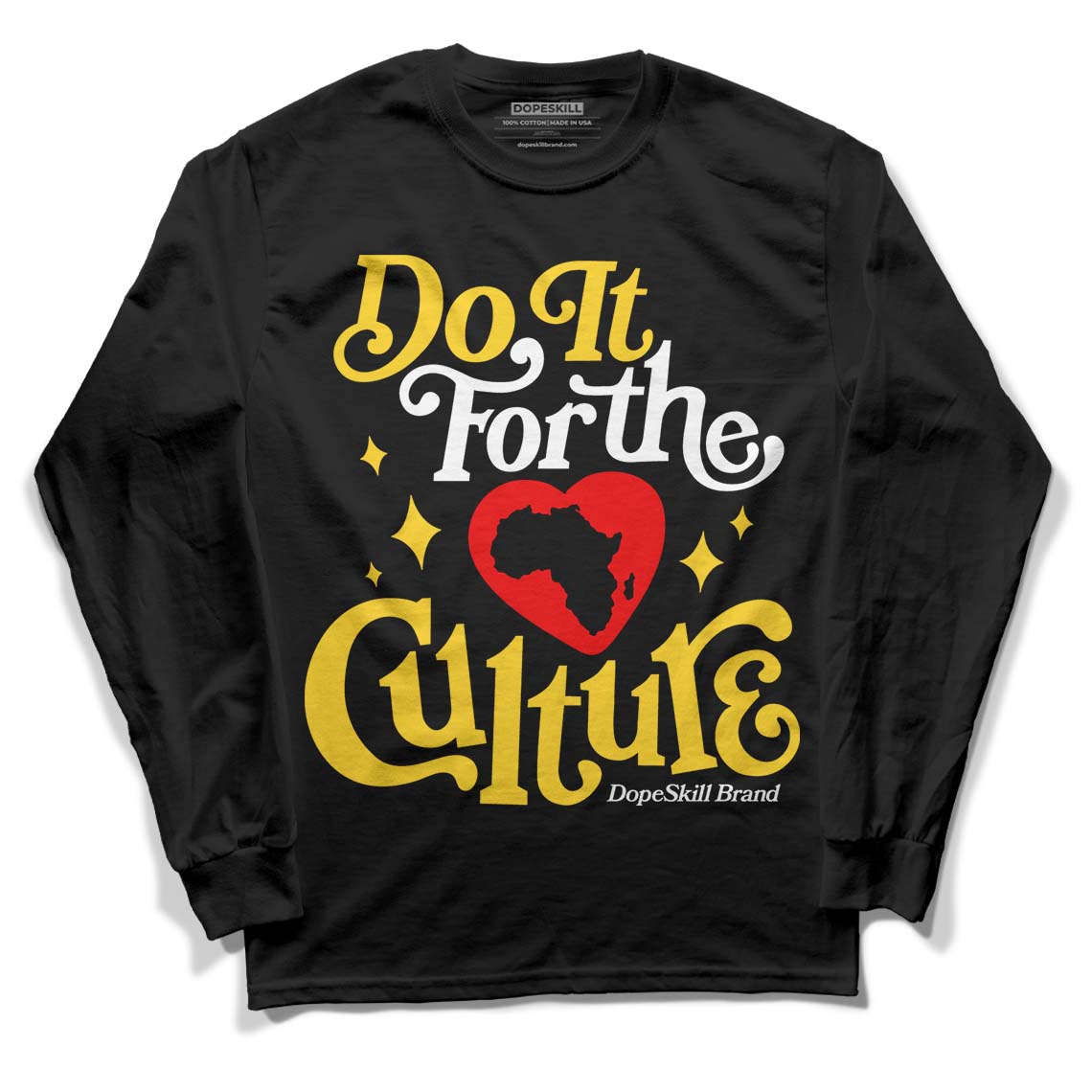 Jordan 4 Lightning DopeSkill Long Sleeve T-Shirt Do It For The Culture Graphic Streetwear - Black