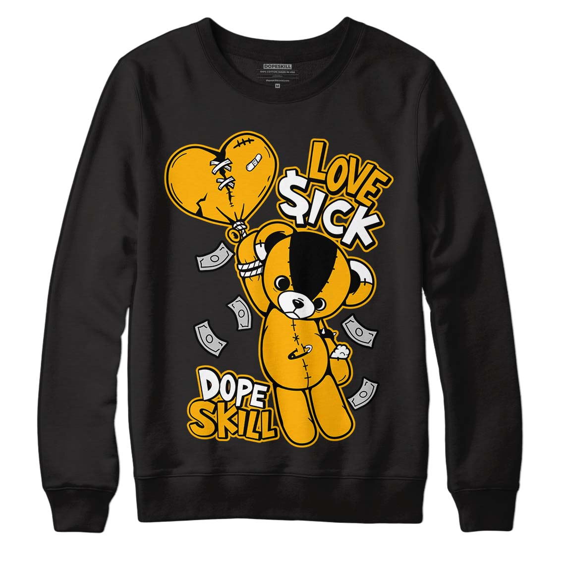 Goldenrod Dunk DopeSkill Sweatshirt Love Sick Graphic - Black 