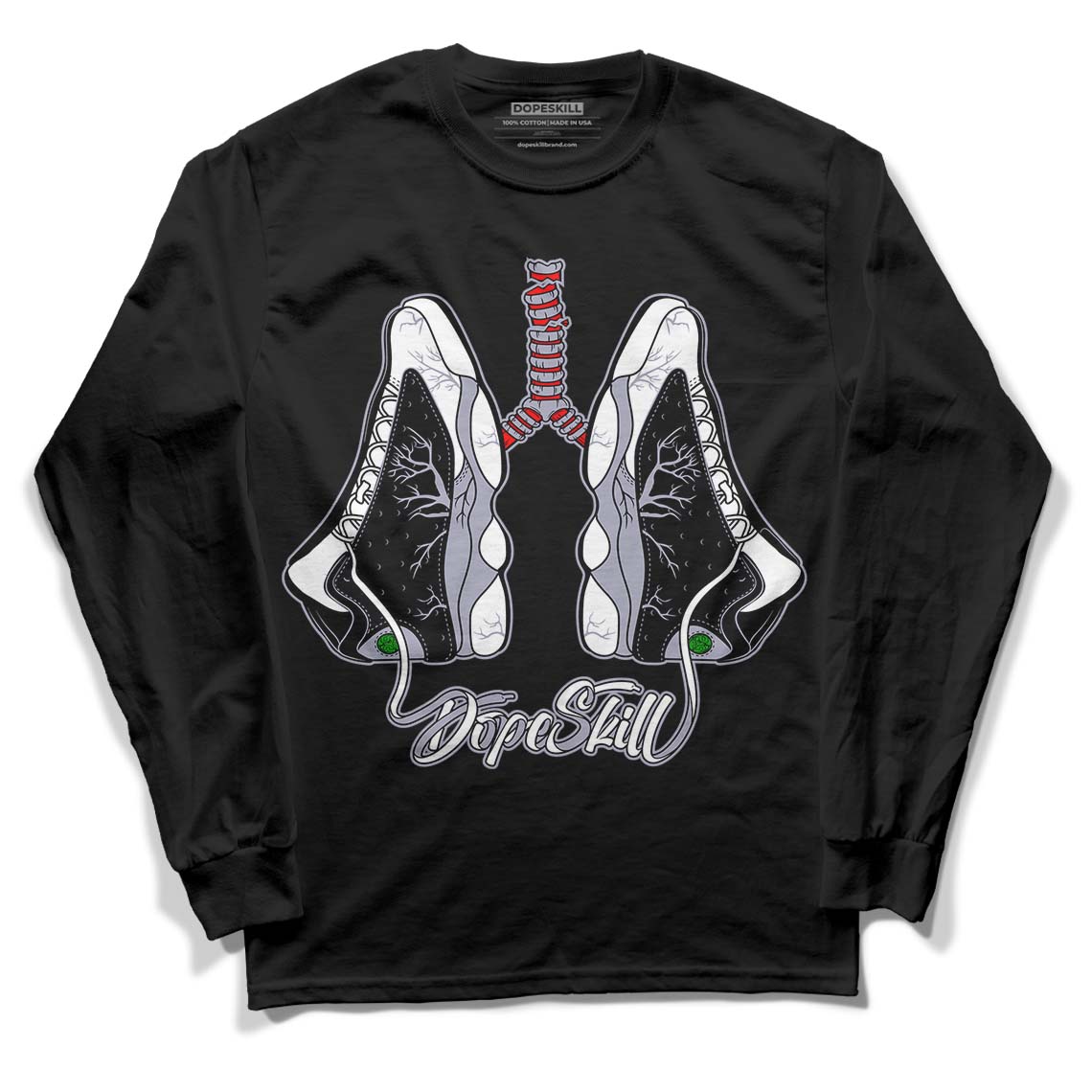 Jordan 13 Retro 'Black Flint' DopeSkill Long Sleeve T-Shirt Breathe Graphic Streetwear - Black