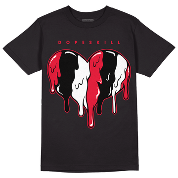 Red Black White DopeSkill T-Shirt Slime Drip Heart Graphic - Black 