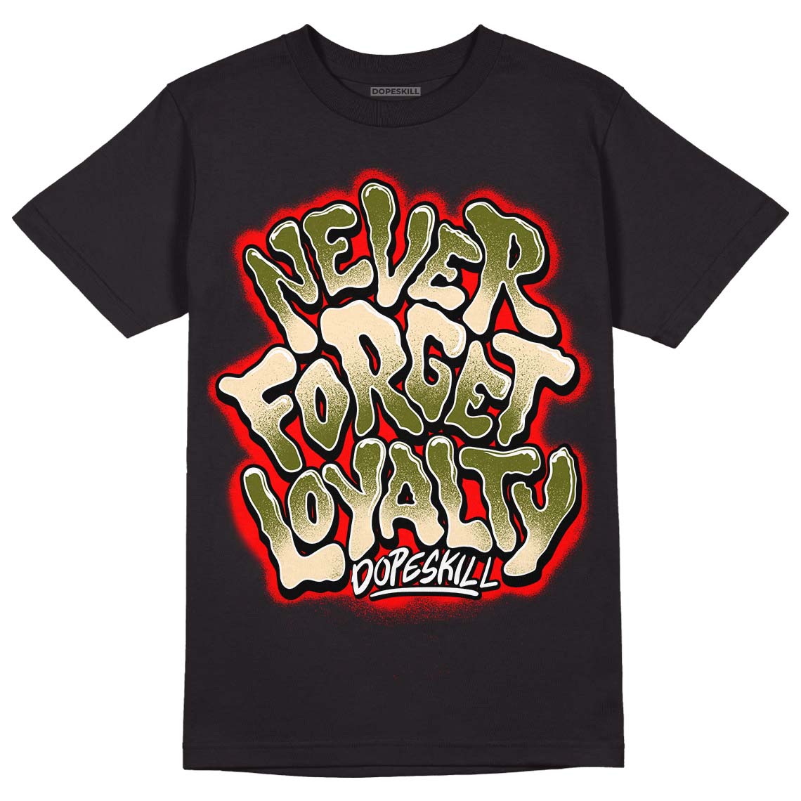 Travis Scott x Jordan 1 Low OG “Olive” DopeSkill T-Shirt Never Forget Loyalty Graphic Streetwear - Black