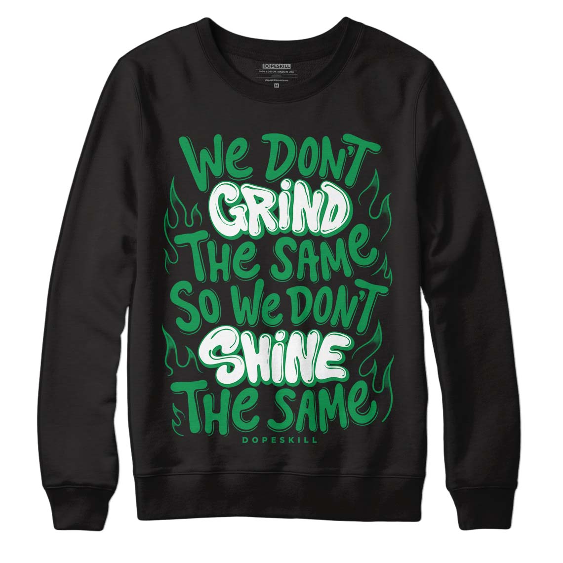 Jordan 1 Low Lucky Green DopeSkill Sweatshirt Grind Shine Graphic Streetwear - Black