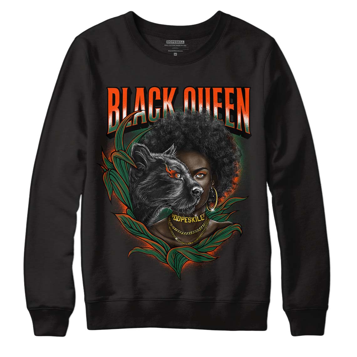 Dunk Low Team Dark Green Orange DopeSkill Sweatshirt New Black Queen Graphic - Black 