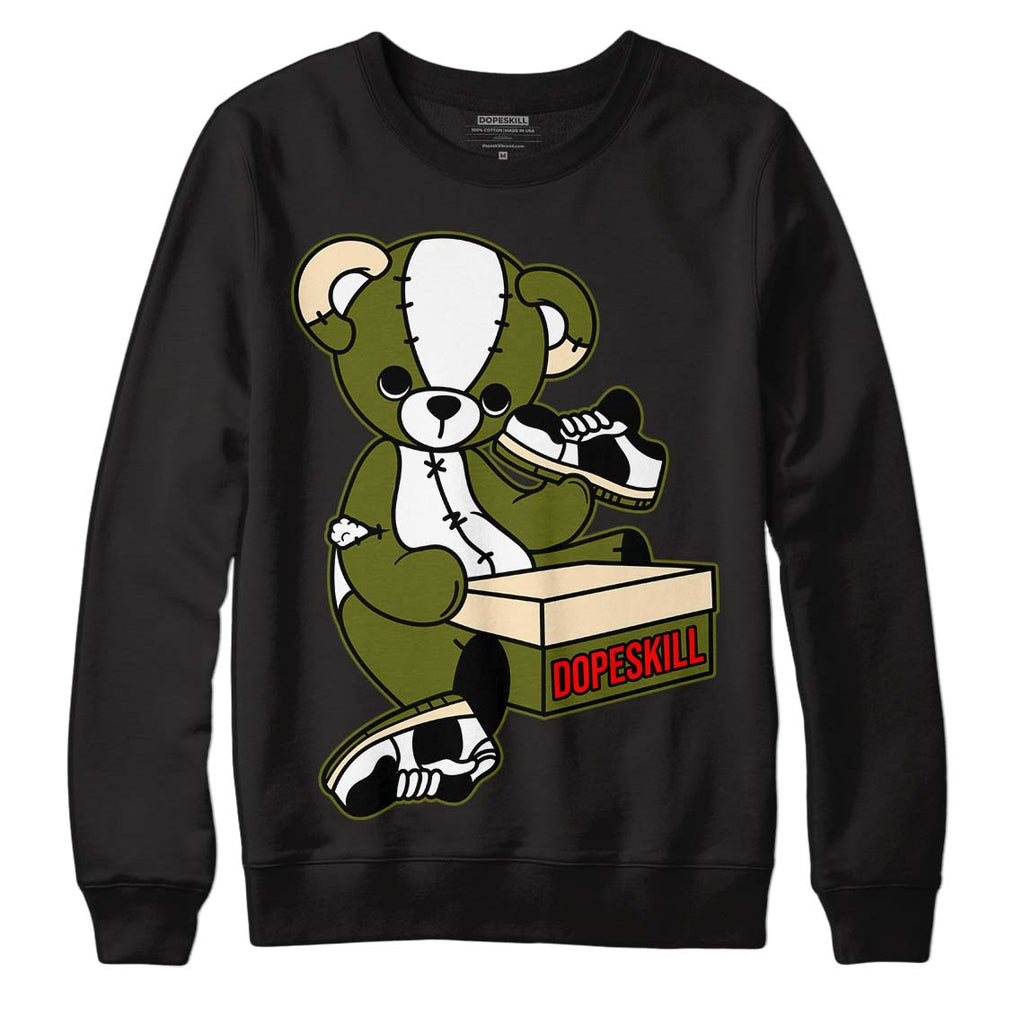 Travis Scott x Jordan 1 Low OG “Olive” DopeSkill Sweatshirt Sneakerhead BEAR Graphic Streetwear - Black