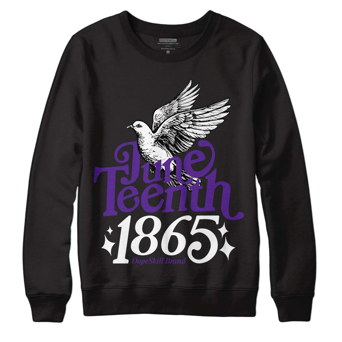 Jordan 3 Dark Iris DopeSkill Sweatshirt Juneteenth 1865 Graphic Streetwear - Black