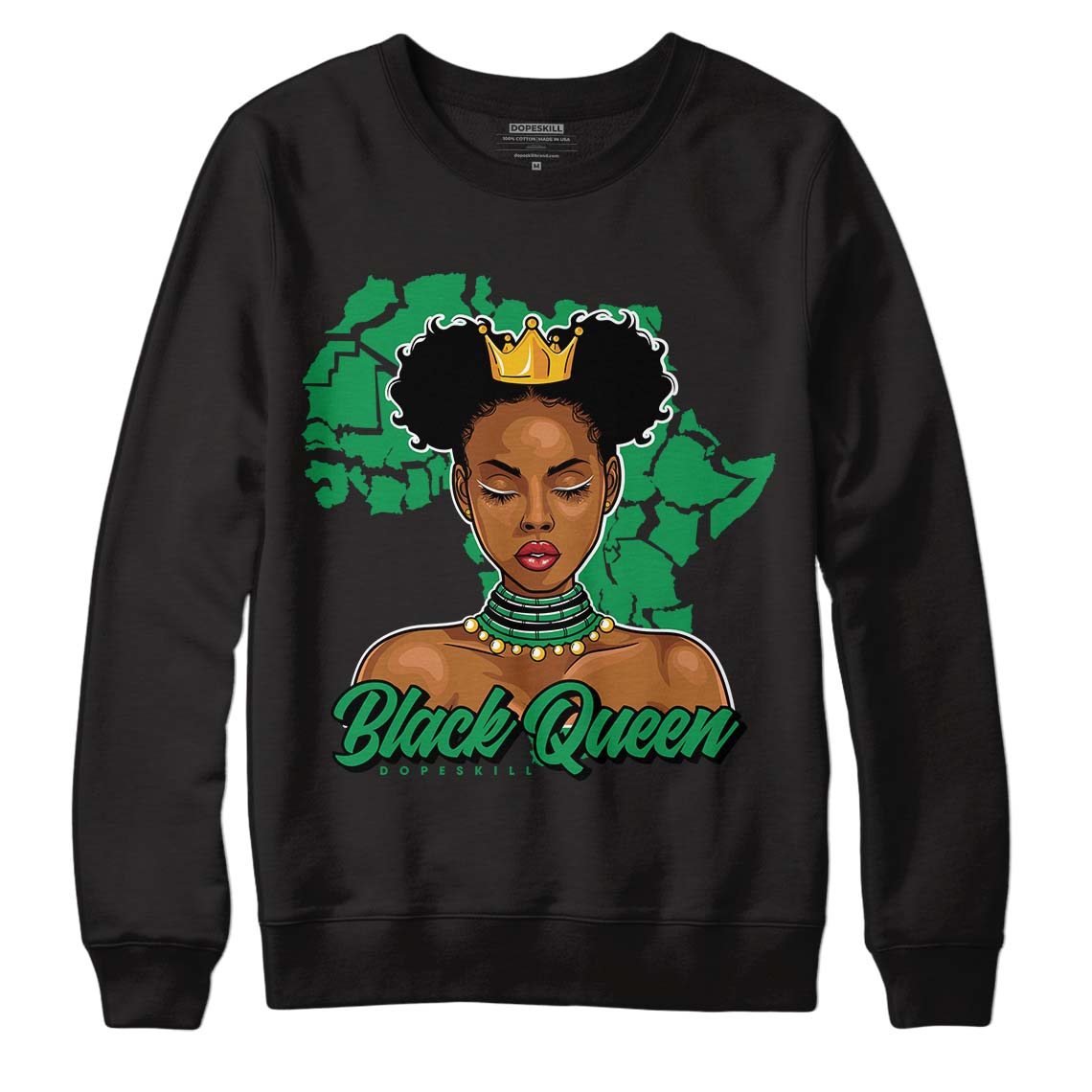 Jordan 1 Low Lucky Green DopeSkill Sweatshirt Black Queen Graphic Streetwear - Black