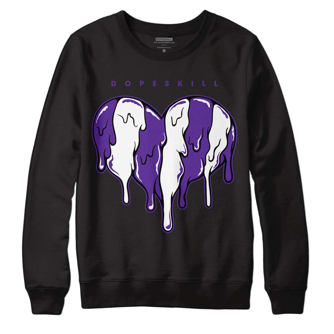 PURPLE Collection DopeSkill Sweatshirt Slime Drip Heart Graphic - Black