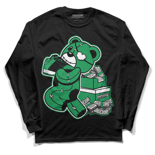 Jordan 1 Low Lucky Green DopeSkill Long Sleeve T-Shirt Bear Steals Sneaker Graphic Streetwear - Black