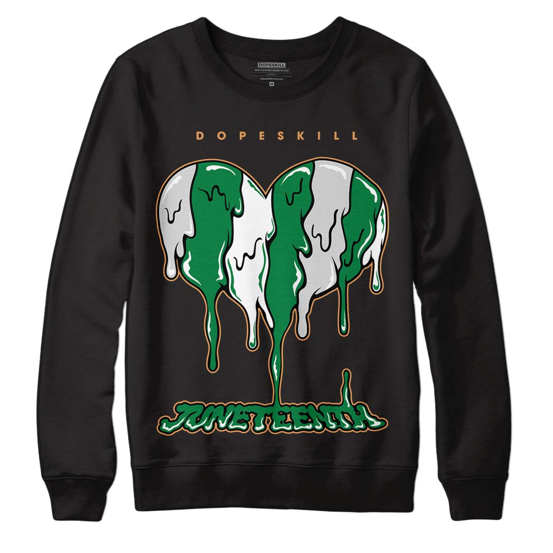 Nike SB x Jordan 4 “Pine Green” DopeSkill Sweatshirt Juneteenth Heart Graphic Streetwear - Black