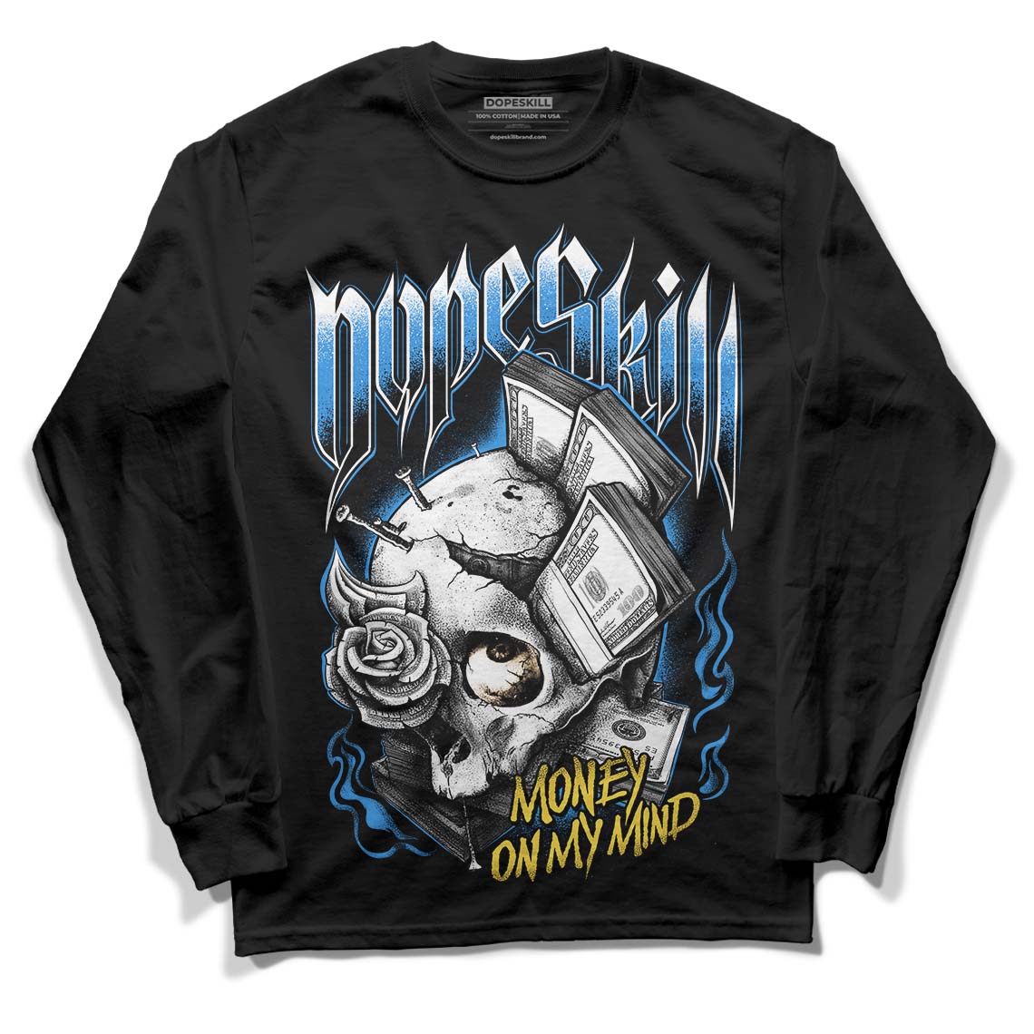 SB Dunk Low Homer DopeSkill Long Sleeve T-Shirt Money On My Mind Graphic - Black