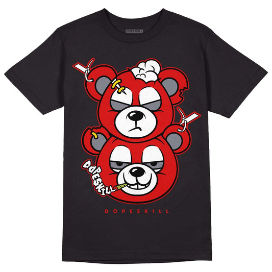 Gym Red 9s DopeSkill T-Shirt New Double Bear Graphic - Black