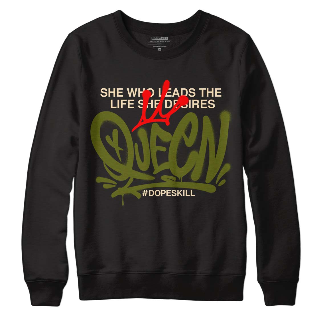 Travis Scott x Jordan 1 Low OG “Olive” DopeSkill Sweatshirt Queen Graphic Streetwear - Black