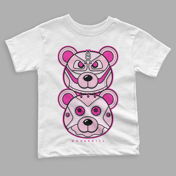 Triple Pink Dunk Low DopeSkill Toddler Kids T-shirt Leather Bear Graphic - White 