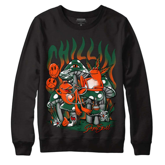 Dunk Low Team Dark Green Orange DopeSkill Sweatshirt Chillin Graphic - Black