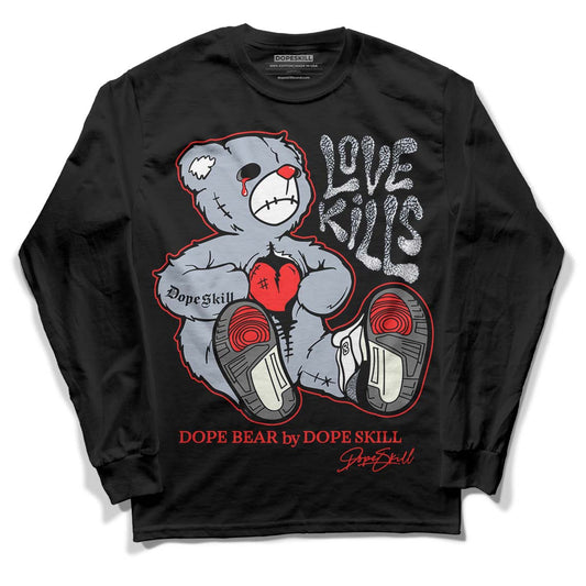 Jordan 3 Retro White Cement Reimagined DopeSkill Long Sleeve T-Shirt Love Kills Graphic Streetwear - Black